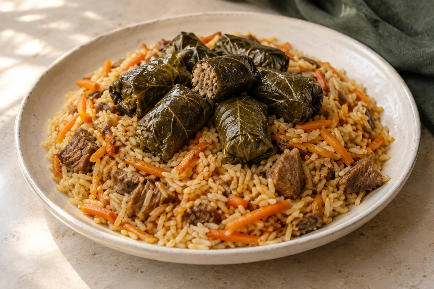 Andischan: Qovatok-Palov mit Weinblattr&ouml;llchen